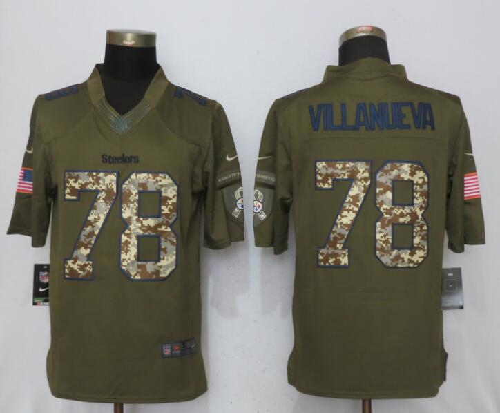 Men Pittsburgh Steelers #78 Villanueva Green Nike Salute To Service Limited NFL Jerseys